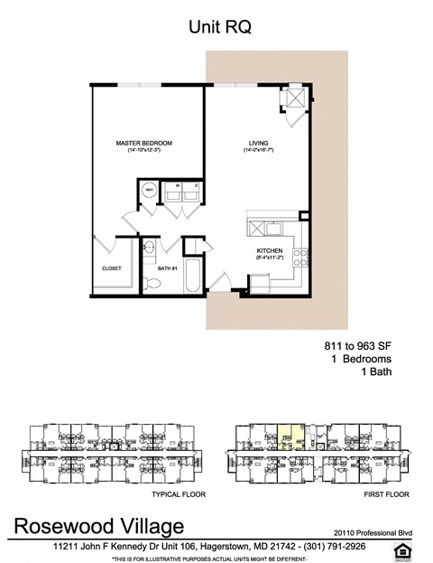 a floor plan of unit rq at Rosewood Village, Maryland, 21742